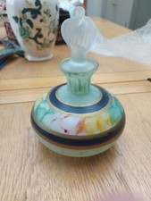 Glass Handpainted Large Perfume Bottle Art Deco Esque
