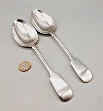 2 Antique Barker Bros EPNS Silver Plated Table Serving Spoons - Fiddle - 21.5cm