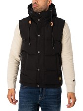 Superdry Men's Everest Hooded Puffer Gilet, Black
