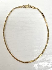 14ct Yellow Gold 585 Unique Bar Link Chain Bracelet, 4.22gm, 21cm, Preloved Item
