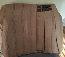 Joules Wool Box Pleated Skirt - Aggie Check Cafe Au Lait Size 10 New With Tags!