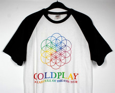 COLDPLAY A Head Full of Dreams 2016 Tour Concert LARGE T-Shirt 2Tone White-Black