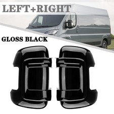 FOR FIAT DUCATO PEUGEOT BOXER CITROEN RELAY GLOSS BLACK WING MIRROR COVERS 07-24