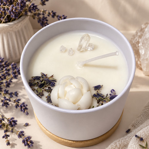 Crown chakra crystal candle - crown,