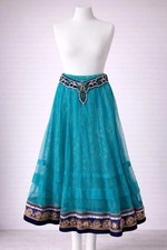 Teal Indian Lehenga Skirt XS