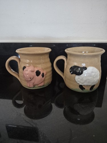 Sheep and pig rustic pottery - pig,