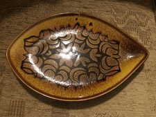 VINTAGE 1970's POOLE POTTERY AEGEAN TEAR DROP 91 SHAPED BROWN ORANGE BLACK PLATE