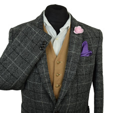 Harris Tweed Tailored Country Grey Checked Blazer Jacket 36R #38 IMMACULATE