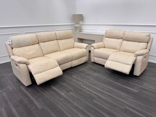 Furniture Village Komodo 3 & 2 Seater Sofa Set Power Recliner Cream Leather
