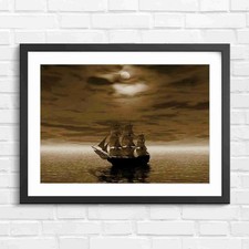 Red Sails Moonlit Ship