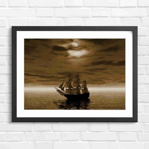 Red sails moonlit - moonlit, ship