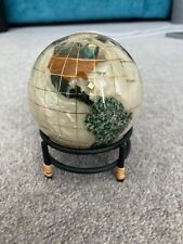 Semi-Precious Gemstone World Globe Paperweight Ornament With Stand