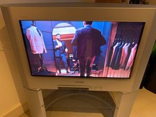 Mint Sony Trinitron 28" Wide CRT TV KD-28DL11U, Stand, Best TV for Retro Gaming