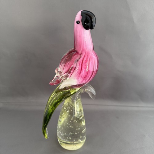 Vintage glass pink parrot - glass,