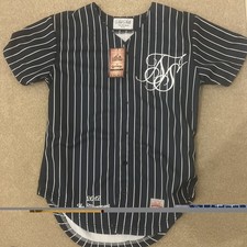 Sik Silk Blue & White Striped Mens Baseball Jersey Size Extra Small