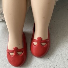 55 mm VINTAGE SIZE 1 RED PLASTIC CINDERELLA  DOLL SHOES
