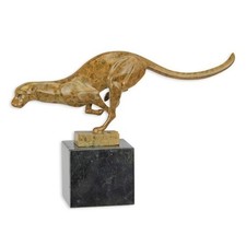 Vintage Cheetah Bronze Statue