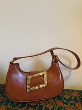 Kassandre Brown and Gold Leather Women Shoulder Bag