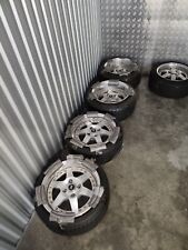 4x 100 PLS Vitesse 3 Piece Split Rim Wheels Alloys Deep Dish Staggered 8 & 9 x14