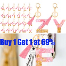 Dried Flower Letter Keychain 26 English Letter A-Z Initial Resin Handbag Keyring