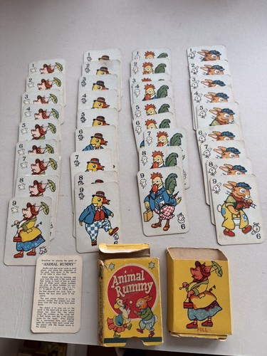 Vintage animal rummy card - rummy, game