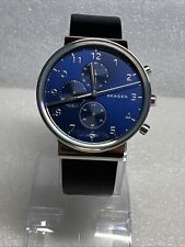 Skagen Mens Chronograph Black Leather Strap Watch. SKW6417. 