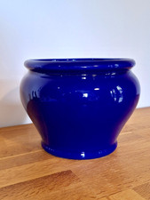 Ceramic Cobalt Blue Indoor Pot Plant Holder  Cottagecore Modern Home Decor