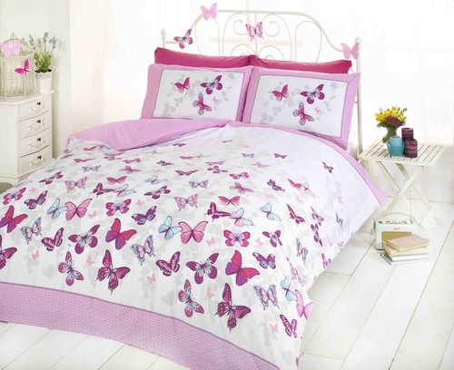 Pink butterfly duvet cover - duvet, set