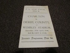 1946 F.A.CUP FINAL :  CHARLTON ATHLETIC  v  DERBY COUNTY  @ wembley *RARE* ISSUE
