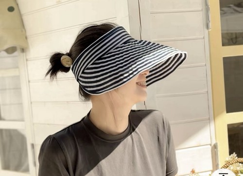Striped wide brim sun visor - brim,