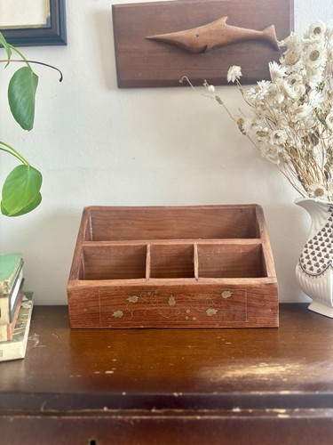 Vintage wood and brass - brass, inlay