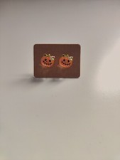 Cute Pumpkin Jack O Lantern Halloween Stud Earrings