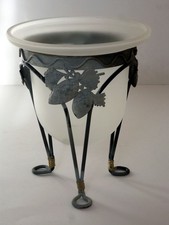 Frosted Glass Vase In A Metal