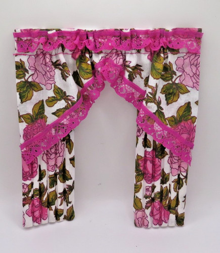 Dolls house curtains - , pink