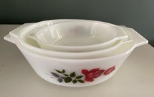 Set 3 Vintage Retro Various Sizes JAJ Pyrex-June Rose-Casserole/Serving Dishes