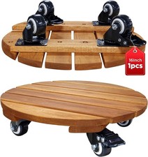 16" Round Wood Plant Caddy