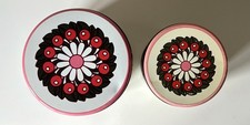 Pair Vintage 1960s Floral Tins Pink Daisy Retro Kitchen Storage Canisters