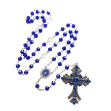 8mm Blue Crystal Bead Rosary