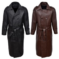 Mens Leather Trench Coat Black