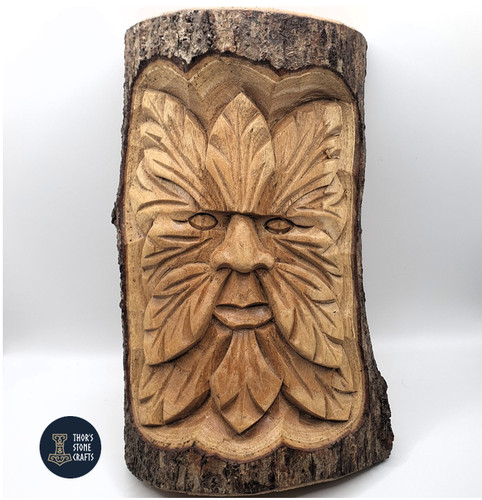 Green man wood - green, carving