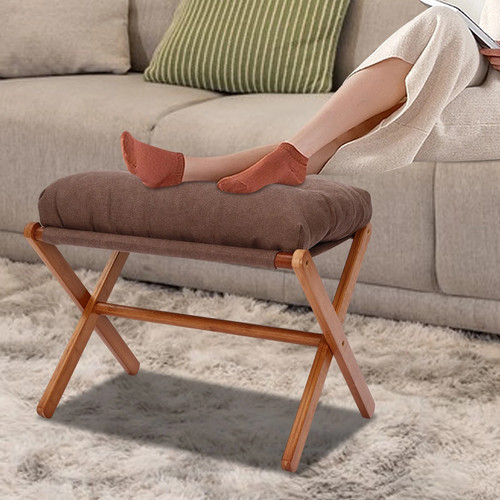 Folding bamboo footstool - bamboo,