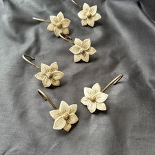 6 Beige flowers curtain tie backs valance tie back hooks hold backs 