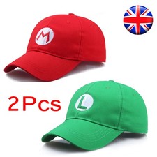 Super Mario and Luigi Bros Baseball Cap Kid Men Adjustable Hat Cosplay Hat X2