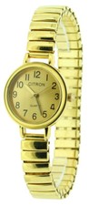 Citron Quartz Gold Small Round Face Expander Strap Ladies Watch LAQEXP109B