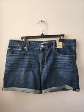 Levi's Jean Shorts Women's Mid Length Blue Medium Wash Denim 4" Size 33 NWT