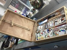 Artists Folding Easel With Drawers, Paints, Brushes, Etc VGC