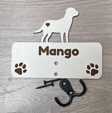 Wooden dog lead/key wall hook personalised dog breed ( Most breeds available )