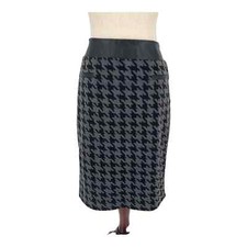 NWT Fenn Wright Manson Houndstooth Black and Grey Skirt with wide waistband Sz 6