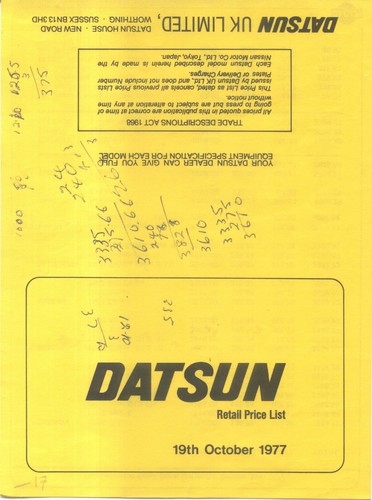Datsun price list 1977 - datsun,