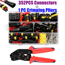 352 Pcs 12V Electrical Terminal Wire Connectors Plug Kits 1/2/3/4 Pin Waterproof